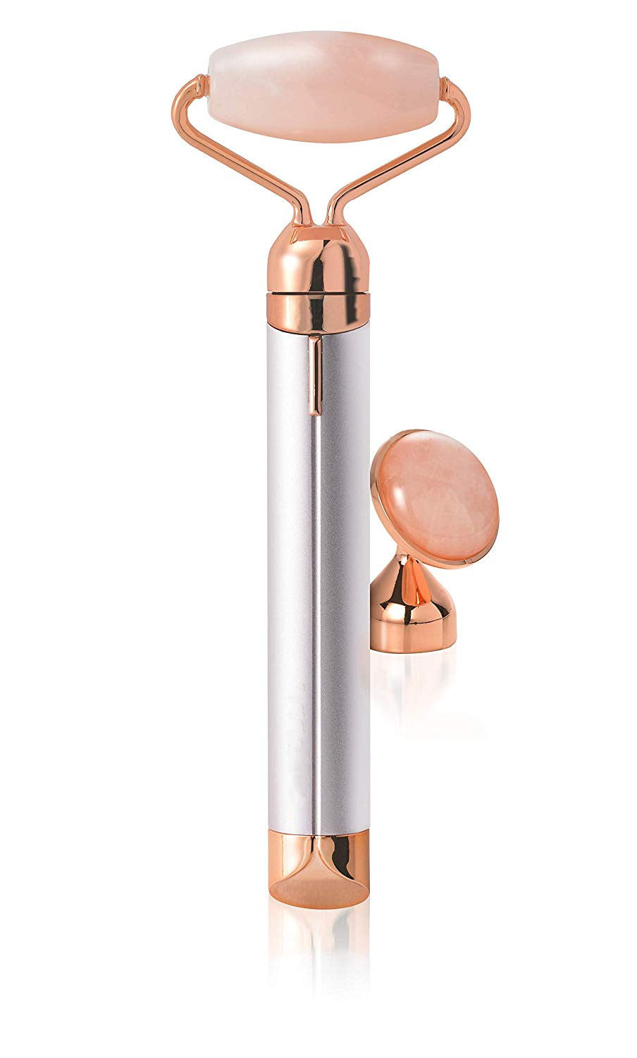 Electric Rose Quartz Jade Facial Roller — Natural Vibrating Face Massager for Anti-Aging, Skin Lifting & Glow