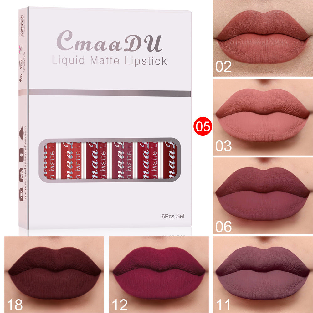 6 Boxes Matte Waterproof Lipstick Set 
— Long Lasting Non-Stick Lip Gloss Kit