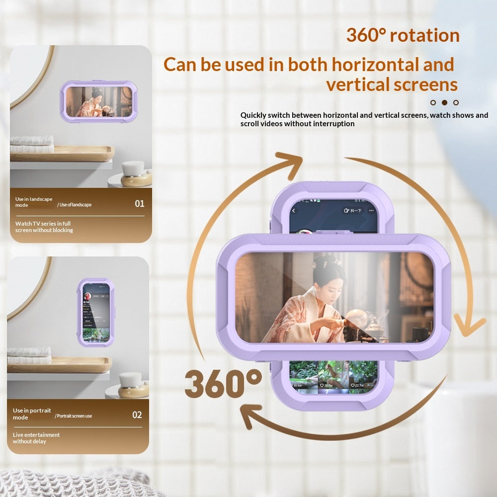 Waterproof Bathroom Shower Stand for Lazy Users - No Drill 360° Rotating Phone & Bottle Holder