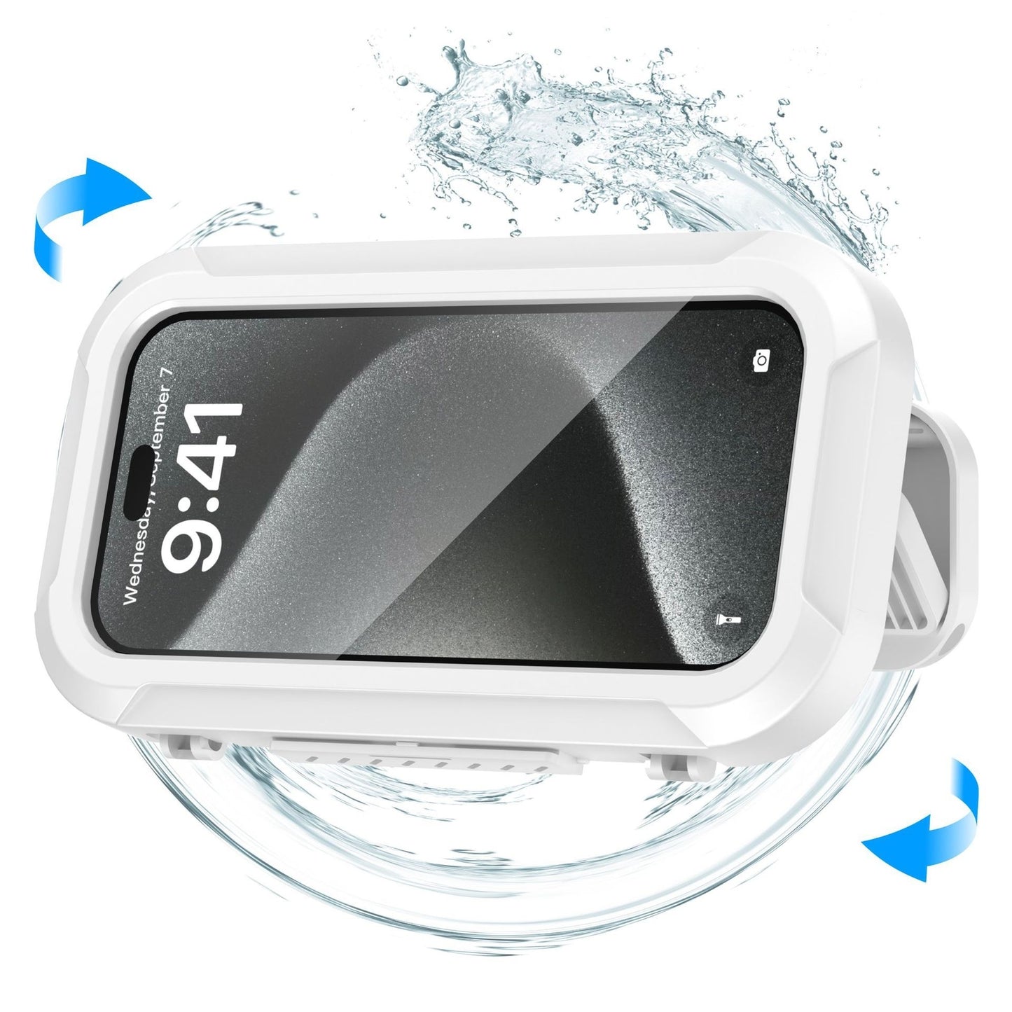 Waterproof Bathroom Shower Stand for Lazy Users - No Drill 360° Rotating Phone & Bottle Holder