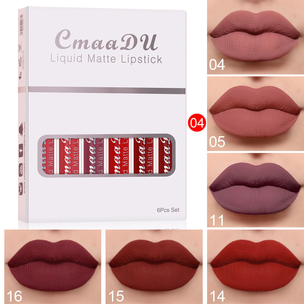 6 Boxes Matte Waterproof Lipstick Set 
— Long Lasting Non-Stick Lip Gloss Kit