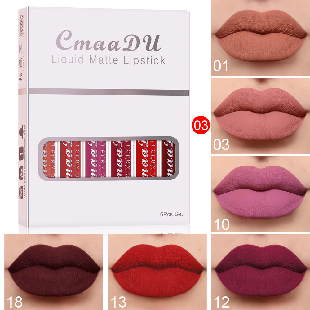 6 Boxes Matte Waterproof Lipstick Set 
— Long Lasting Non-Stick Lip Gloss Kit