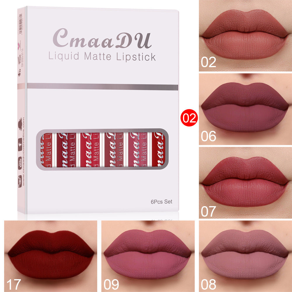 6 Boxes Matte Waterproof Lipstick Set 
— Long Lasting Non-Stick Lip Gloss Kit