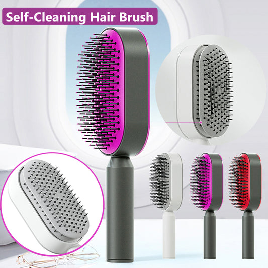 Self Cleaning Hair Brush — One Key Clean,
Anti-Static Massage Scalp Comb for Women