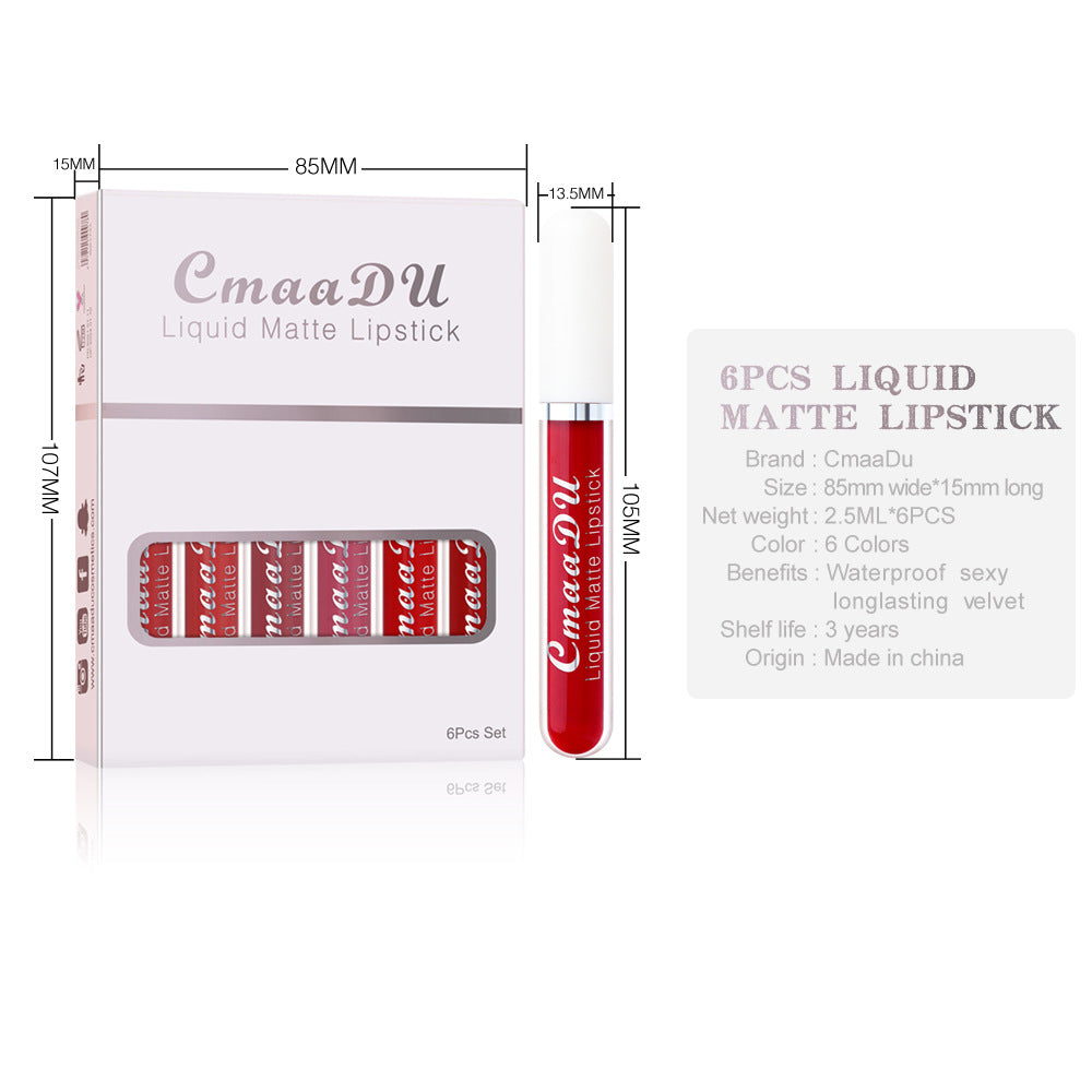 6 Boxes Matte Waterproof Lipstick Set 
— Long Lasting Non-Stick Lip Gloss Kit