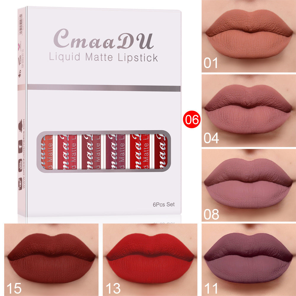 6 Boxes Matte Waterproof Lipstick Set 
— Long Lasting Non-Stick Lip Gloss Kit