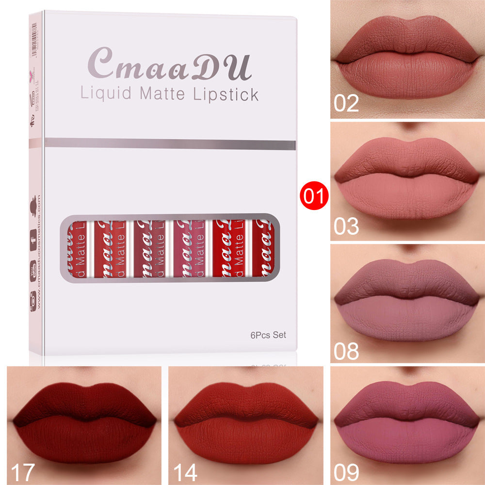 6 Boxes Matte Waterproof Lipstick Set 
— Long Lasting Non-Stick Lip Gloss Kit