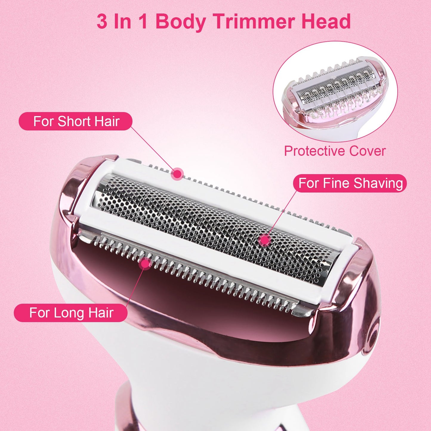 4-in-1 Electric Razor for Women – Painless Bikini, Face & Body Hair Trimmer